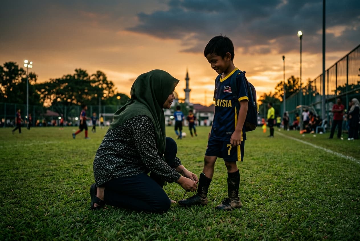 Keluarga di padang bola sepak